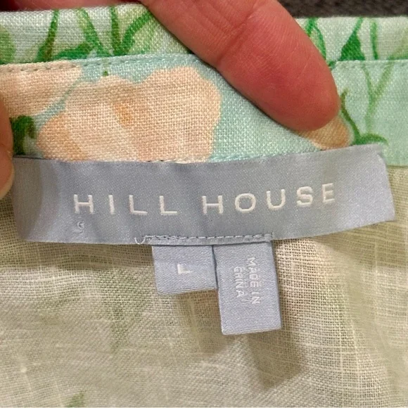 Hill House The Laura Dress Blue Roses Floral 100% Linen Button Down Large - Picture 6 of 10